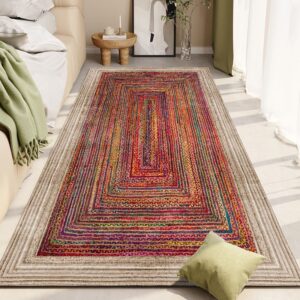 Multi-colored striped bohemian runner