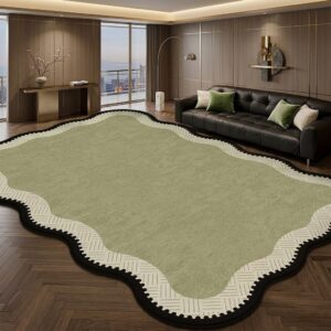 Sage green wavy-edged rug