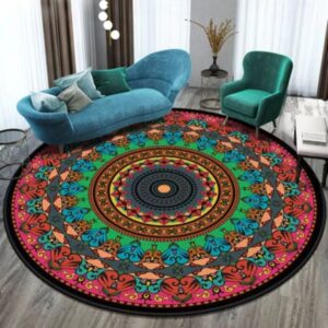 Large bohemian mandala round rug
