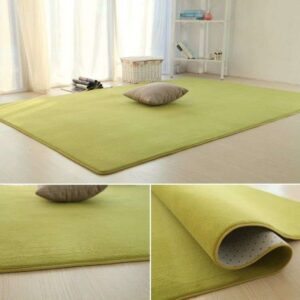 Minimalist solid light green rug
