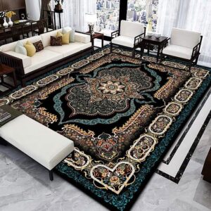 Black luxury traditional Persian rug