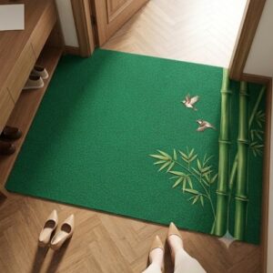 Green bamboo print mat